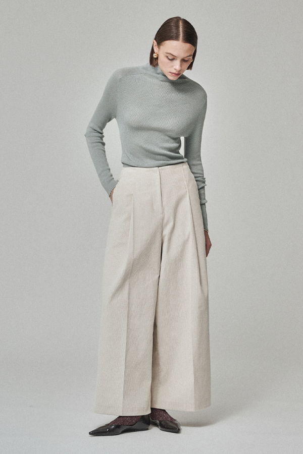 Maison De Ines Corduroy Wide Trousers - Milk Ivory