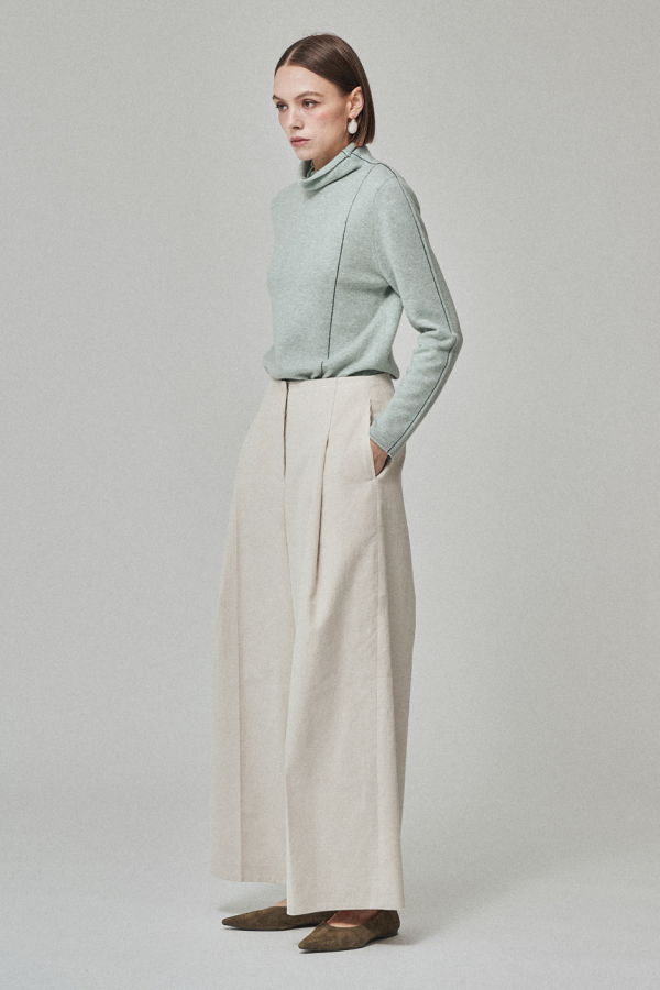 Maison De Ines Corduroy Wide Trousers - Milk Ivory