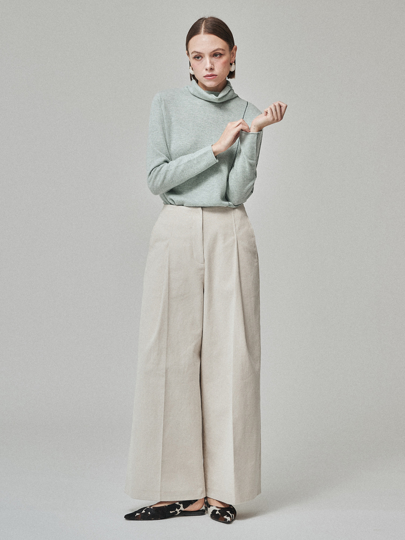 Maison De Ines Corduroy Wide Trousers - Milk Ivory