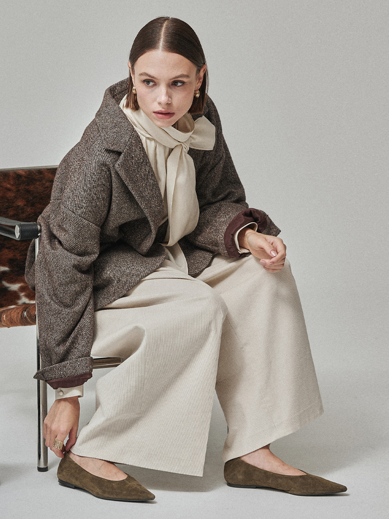 Maison De Ines Corduroy Wide Trousers - Milk Ivory