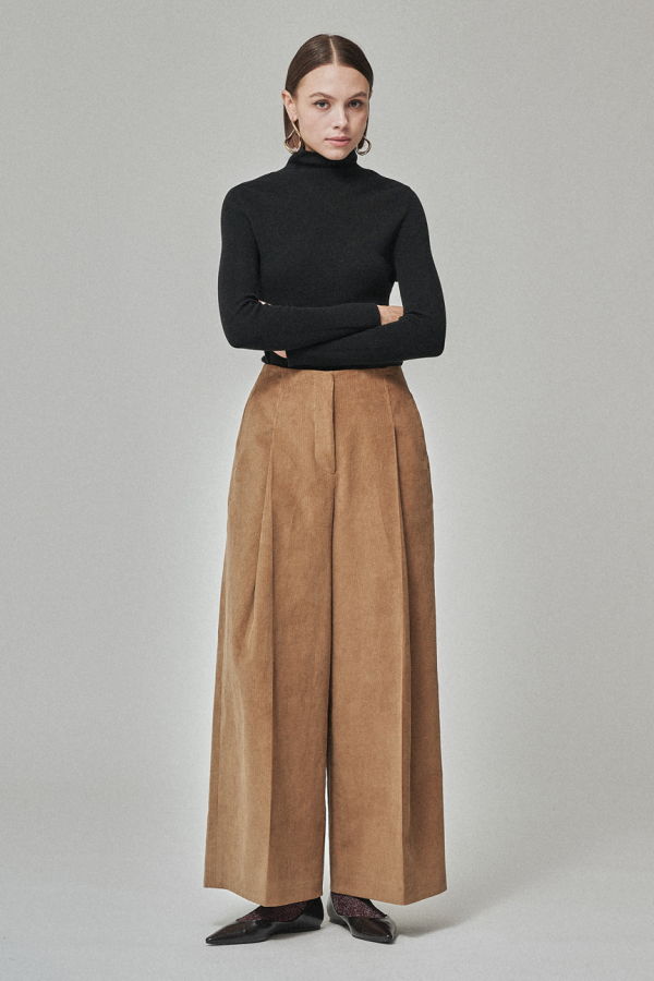 MAISON DE INES Corduroy Wide Trousers - Terracotta