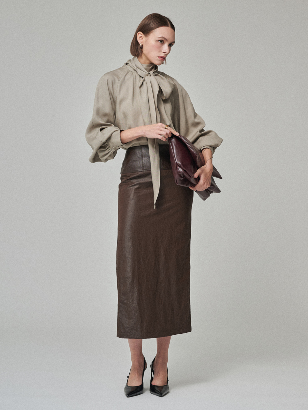Maison De Ines Sculpted Line Skirt - Chestnut Brown - Image 5 of 6