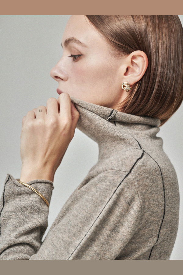 Maison De Ines Cashmere Blend Color-Lined Knit Top - Soft Brown