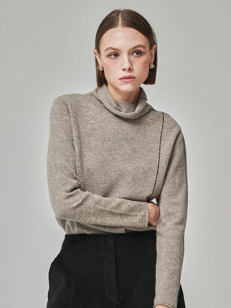 Maison De Ines Cashmere Blend Color-Lined Knit Top - Soft Brown