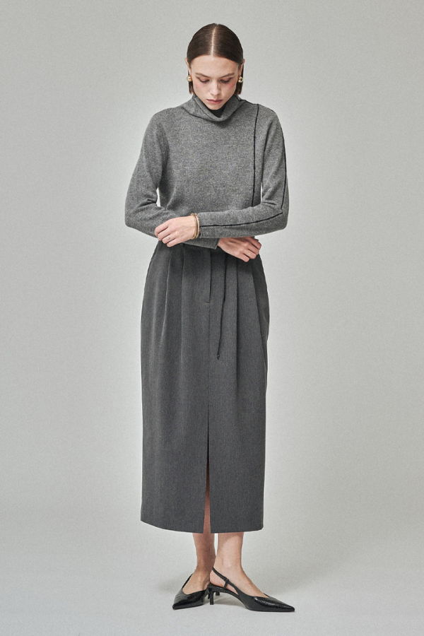Maison De Ines Cashmere Blend Color-Lined Knit - Melange Gray
