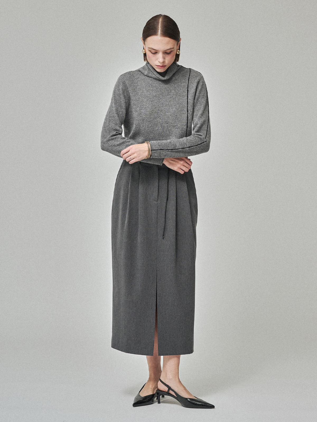 Maison De Ines Cashmere Blend Color-Lined Knit - Melange Gray - Image 2 of 6