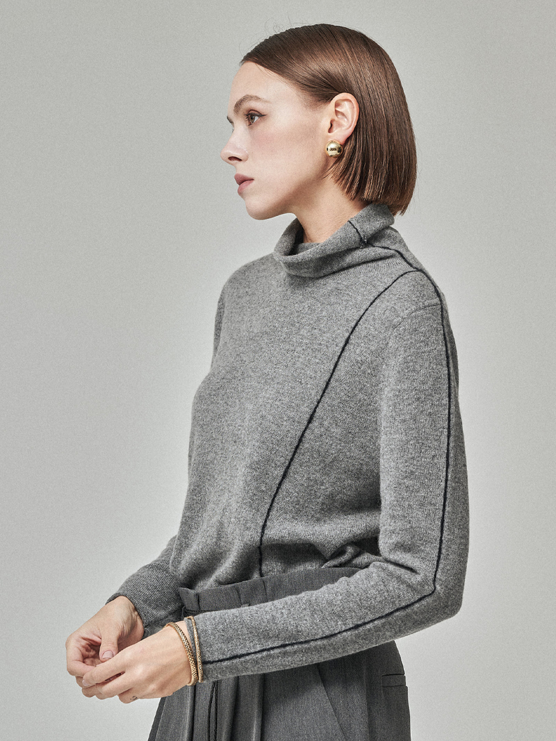 Maison De Ines Cashmere Blend Color-Lined Knit - Melange Gray