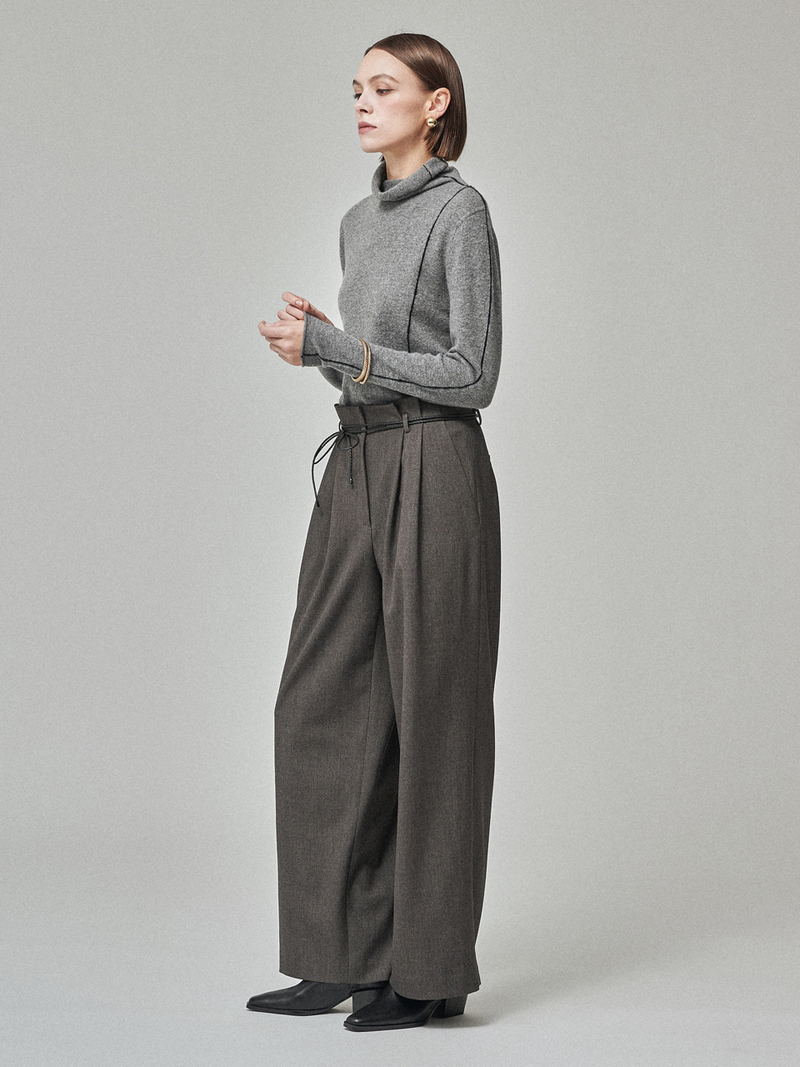 Maison De Ines Cashmere Blend Color-Lined Knit - Melange Gray