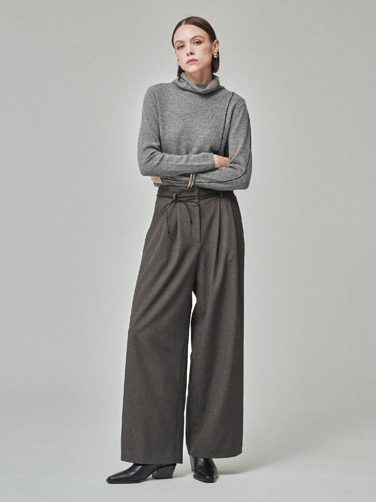 Maison De Ines Cashmere Blend Color-Lined Knit - Melange Gray - Image 6 of 6