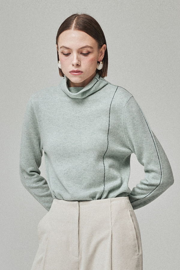 MAISON DE INES Cashmere Blend Color-Lined Knit - Mist Mint