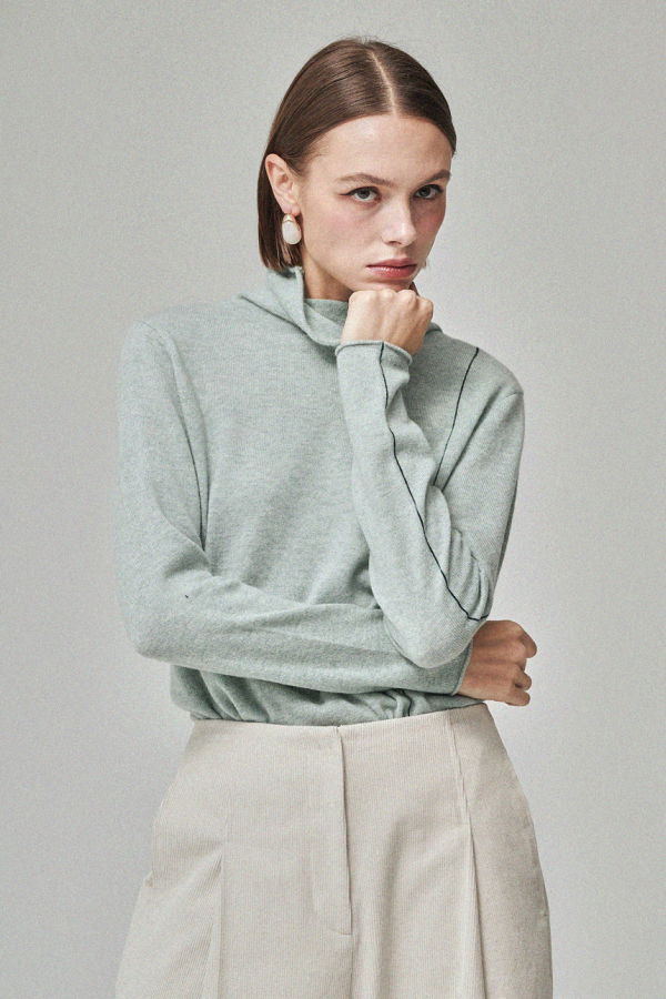 MAISON DE INES Cashmere Blend Color-Lined Knit - Mist Mint
