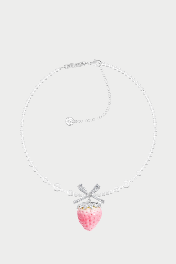 YVMIN Strawberry Bowknot Crystal Necklace