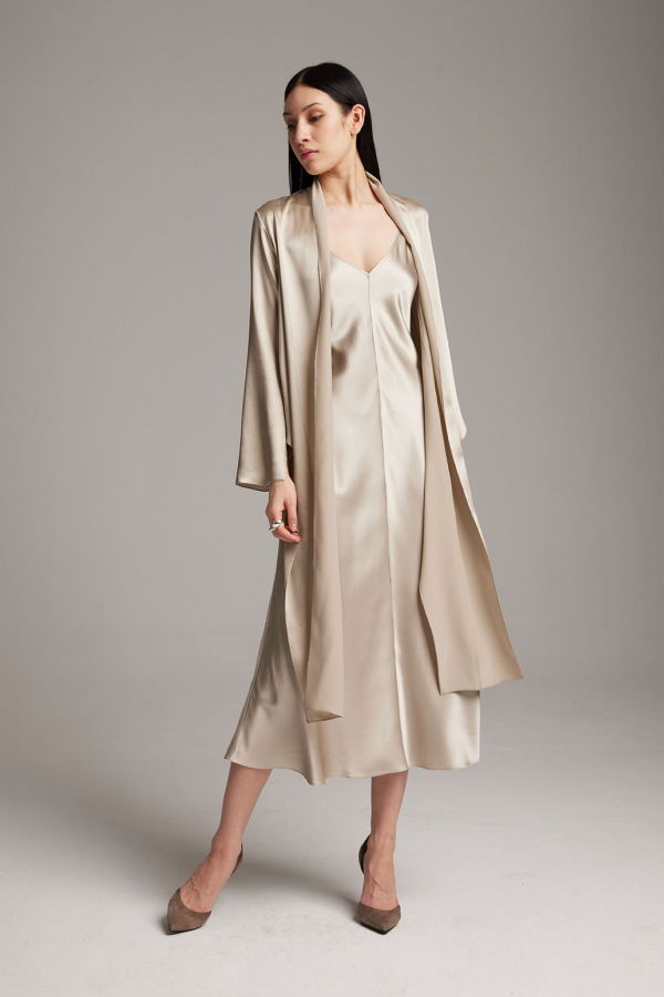 VOZ Silk Featherlight Wrap Blouse - Gold