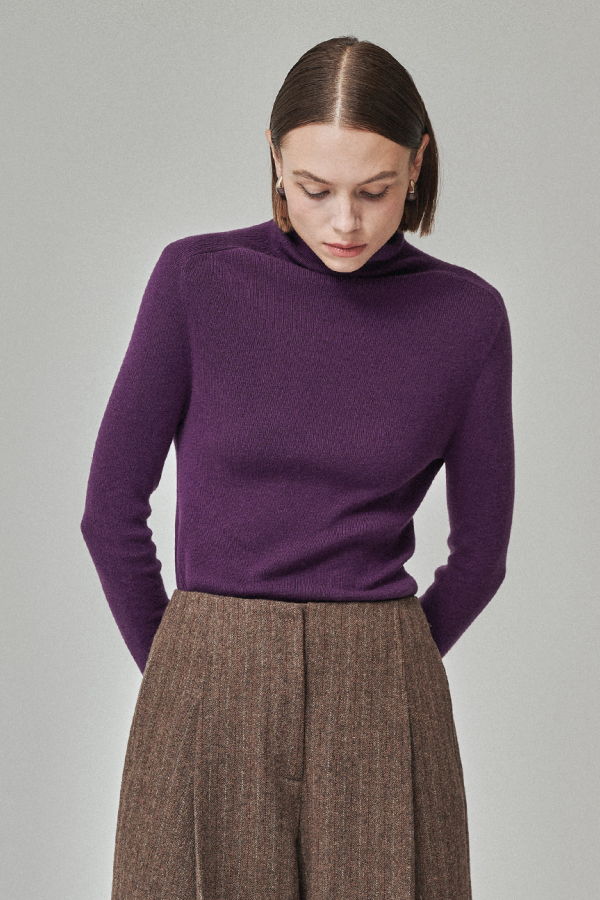MAISON DE INES Soft Touch Wool High-Neck Knit - Vivid Purple