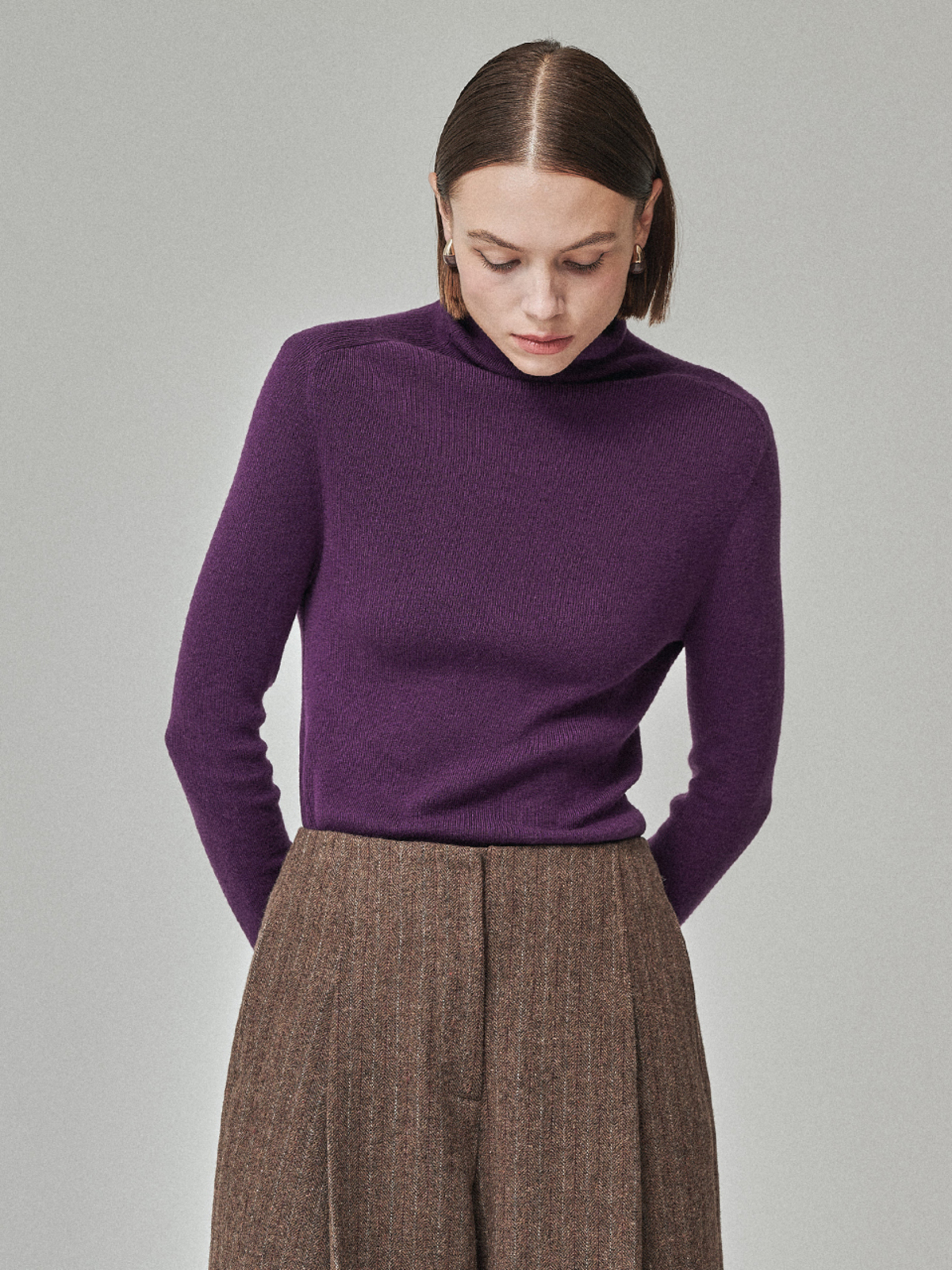 MAISON DE INES Soft Touch Wool High-Neck Knit - Vivid Purple - Image 2 of 6
