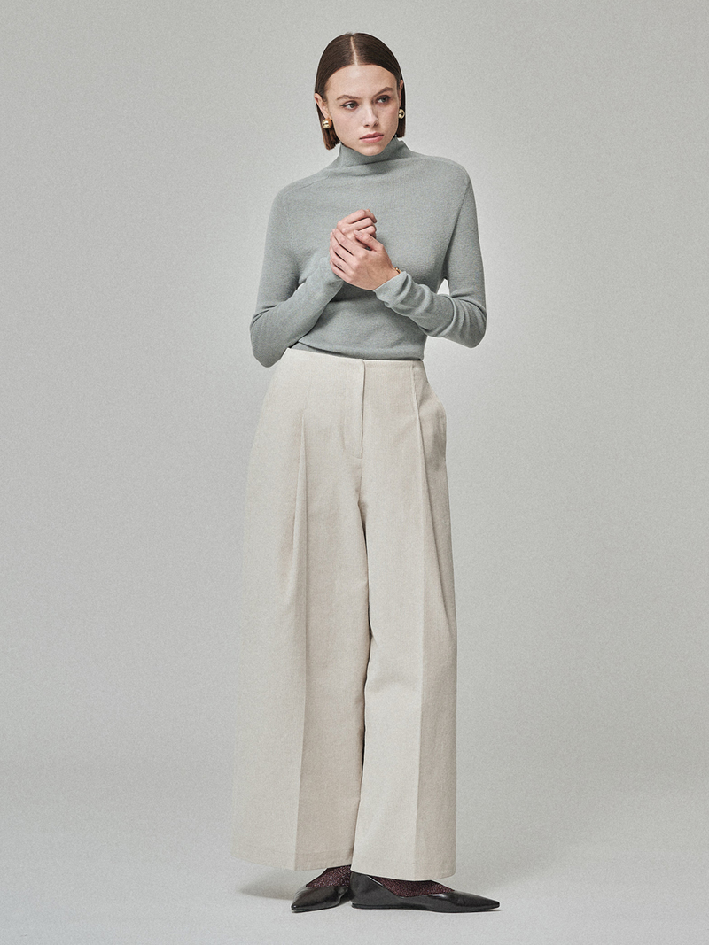 Maison De Ines Soft Touch Wool High-Neck Knit - Mint Blue