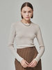 Maison De Ines Rib Wool Blend Basic Knit Top - Ivory Beige - Thumbnail 3