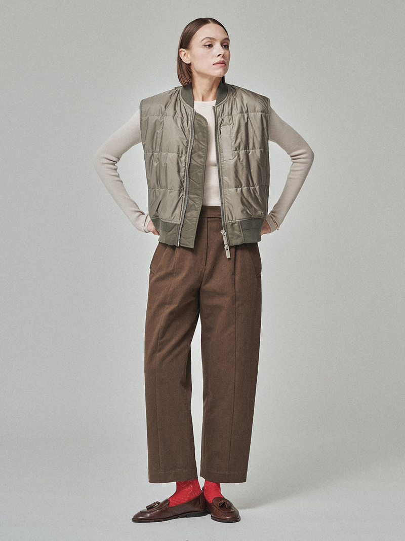 Maison De Ines Rib Wool Blend Basic Knit Top - Ivory Beige