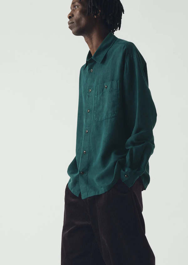 TOAST Linen Herringbone Shirt - Peacock Blue