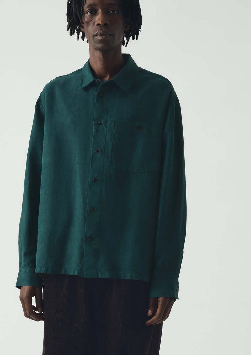 TOAST Linen Herringbone Shirt - Peacock Blue