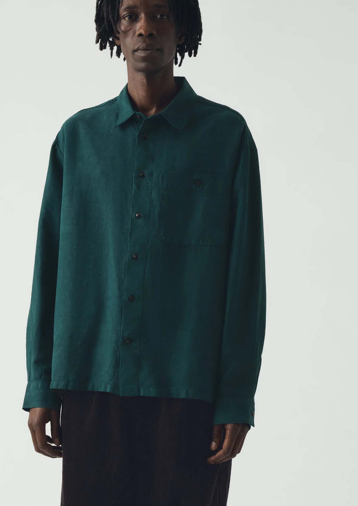 TOAST Linen Herringbone Shirt - Peacock Blue - Image 3 of 5