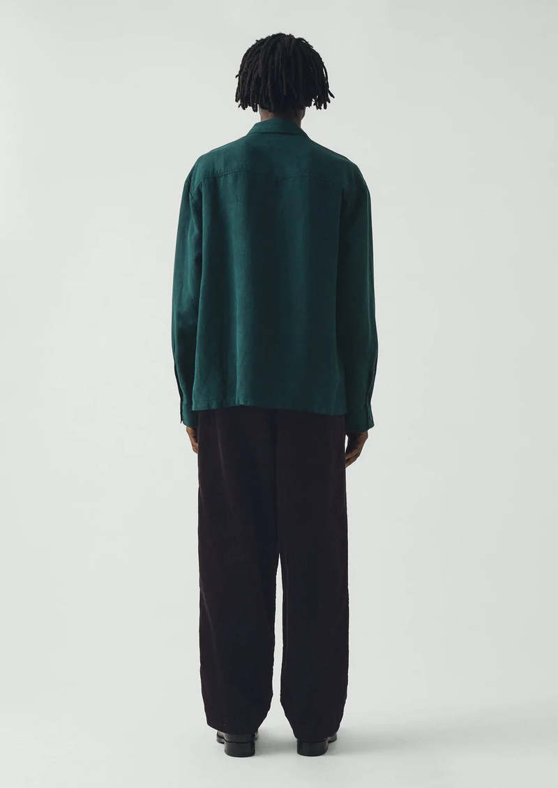 TOAST Linen Herringbone Shirt - Peacock Blue