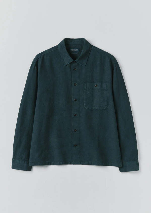 TOAST Linen Herringbone Shirt - Peacock Blue
