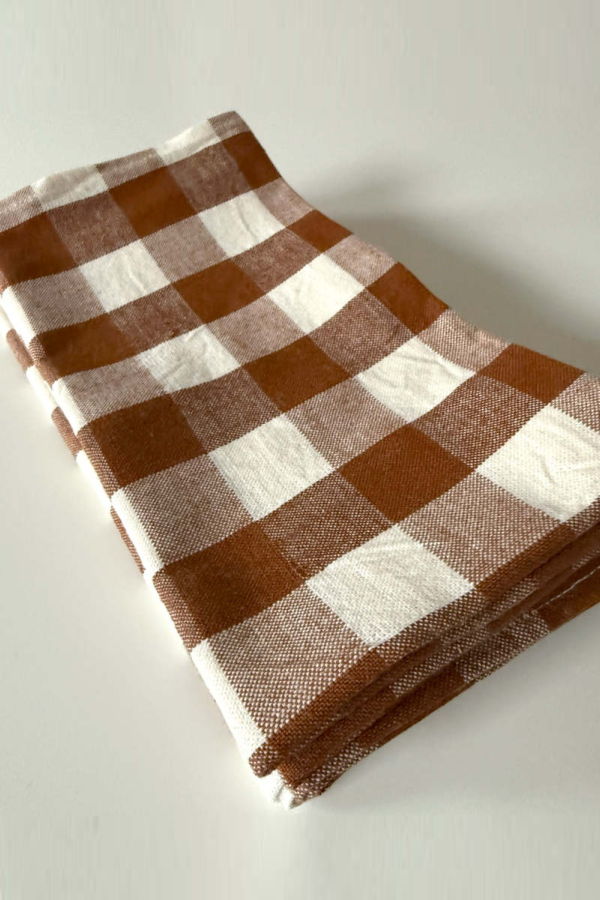 Heather Taylor Home Napkins in Gingham Nutmeg Napkins