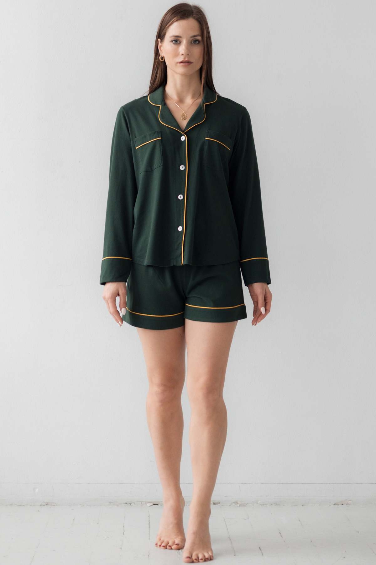 Salua Lingerie Luxury Brushed Pima Cotton Pajama Set - Image 1 of 4