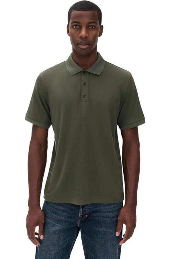 Rag & Bone Tech Pique Short Sleeve Polo - Dark Shadow
