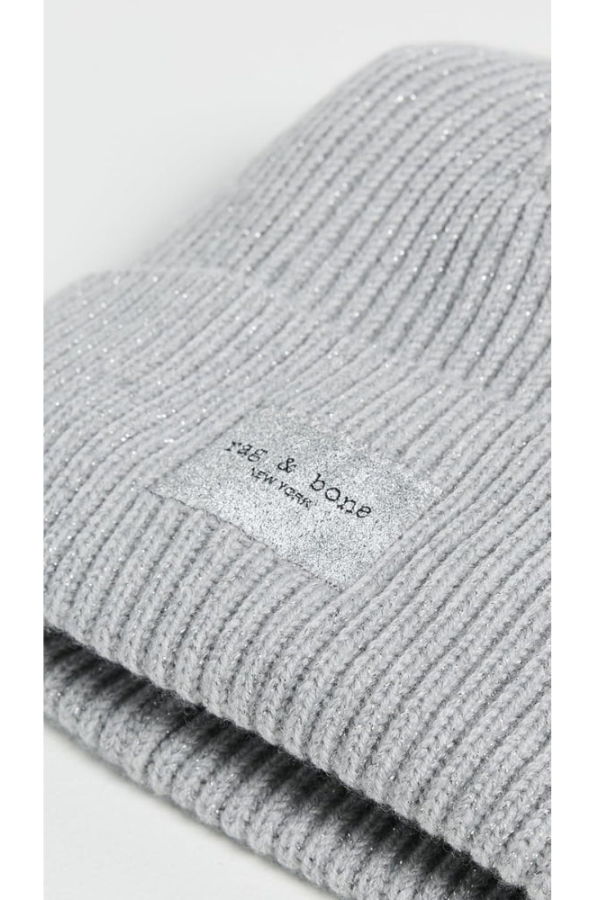 Rag & Bone Blake Metallic Beanie - Silver