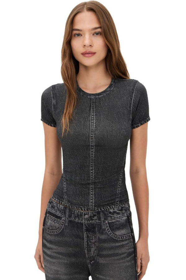 Rag & Bone Miramar Jersey Baby Tee - Washed Black