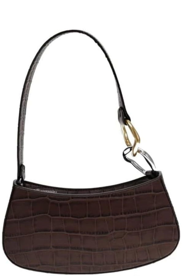Staud Ollie Shoulder Bag - Espresso Croco