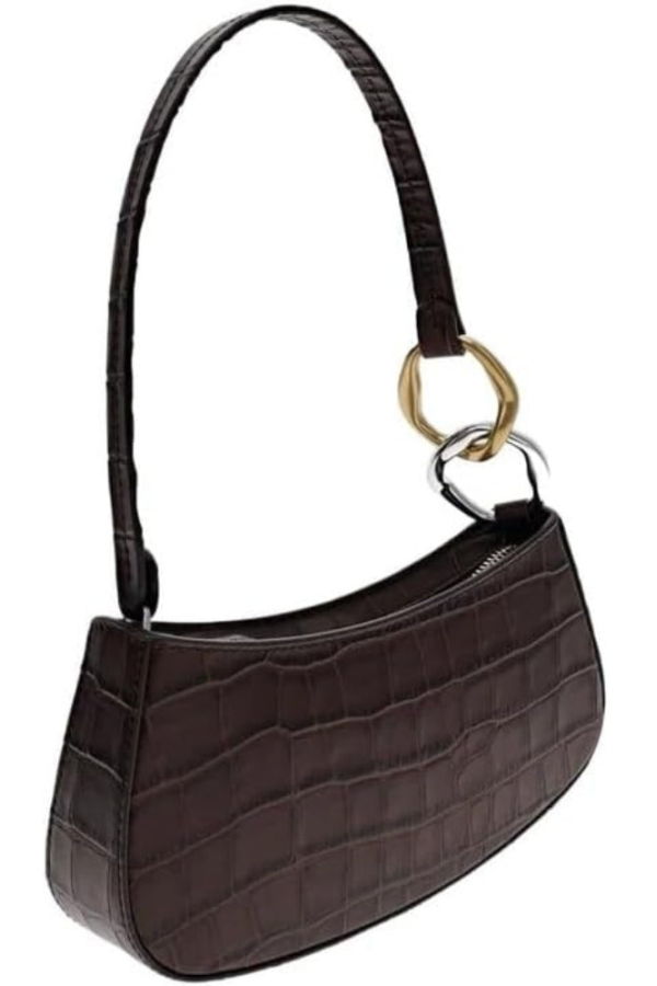 Staud Ollie Shoulder Bag - Espresso Croco