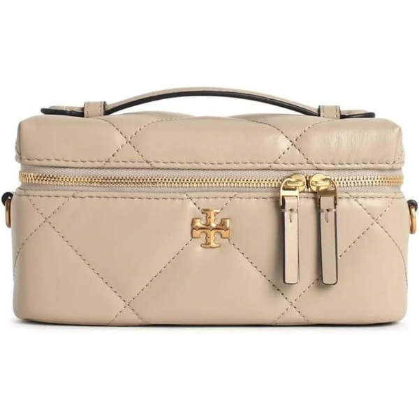 Tory Burch Kira Diamond Quilt East West Vanity Case - Light Stone