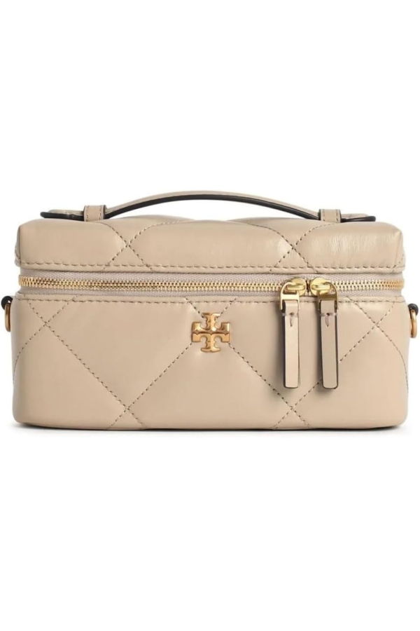 Tory Burch Kira Diamond Quilt East West Vanity Case - Light Stone