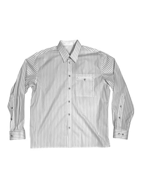 J.L - A.L Triple Collar Shirt - White/Blue Stripe | Garmentory