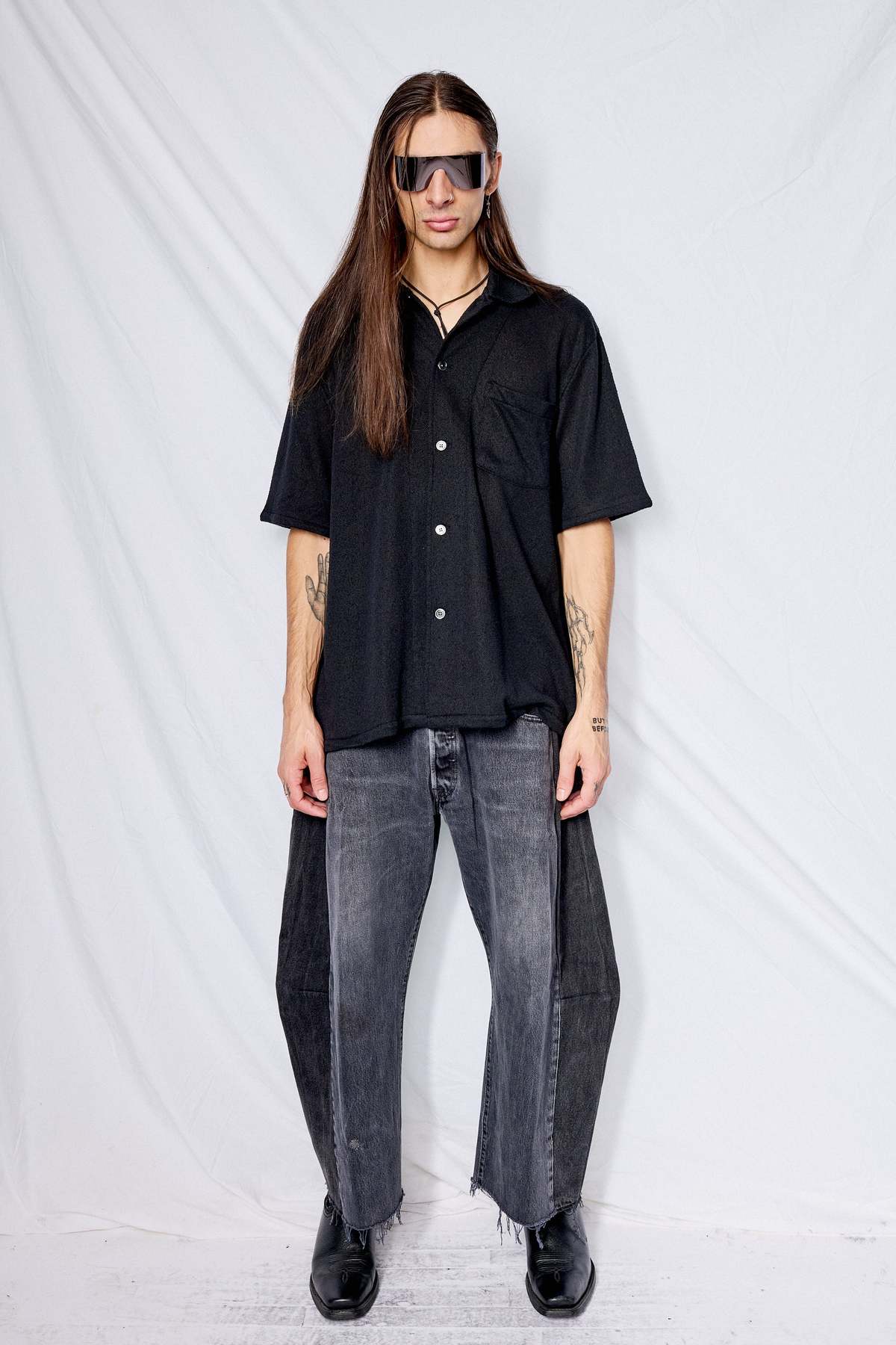 Our Legacy Black Boucle Box Shirt Shortsleeve - Black - Image 3 of 5