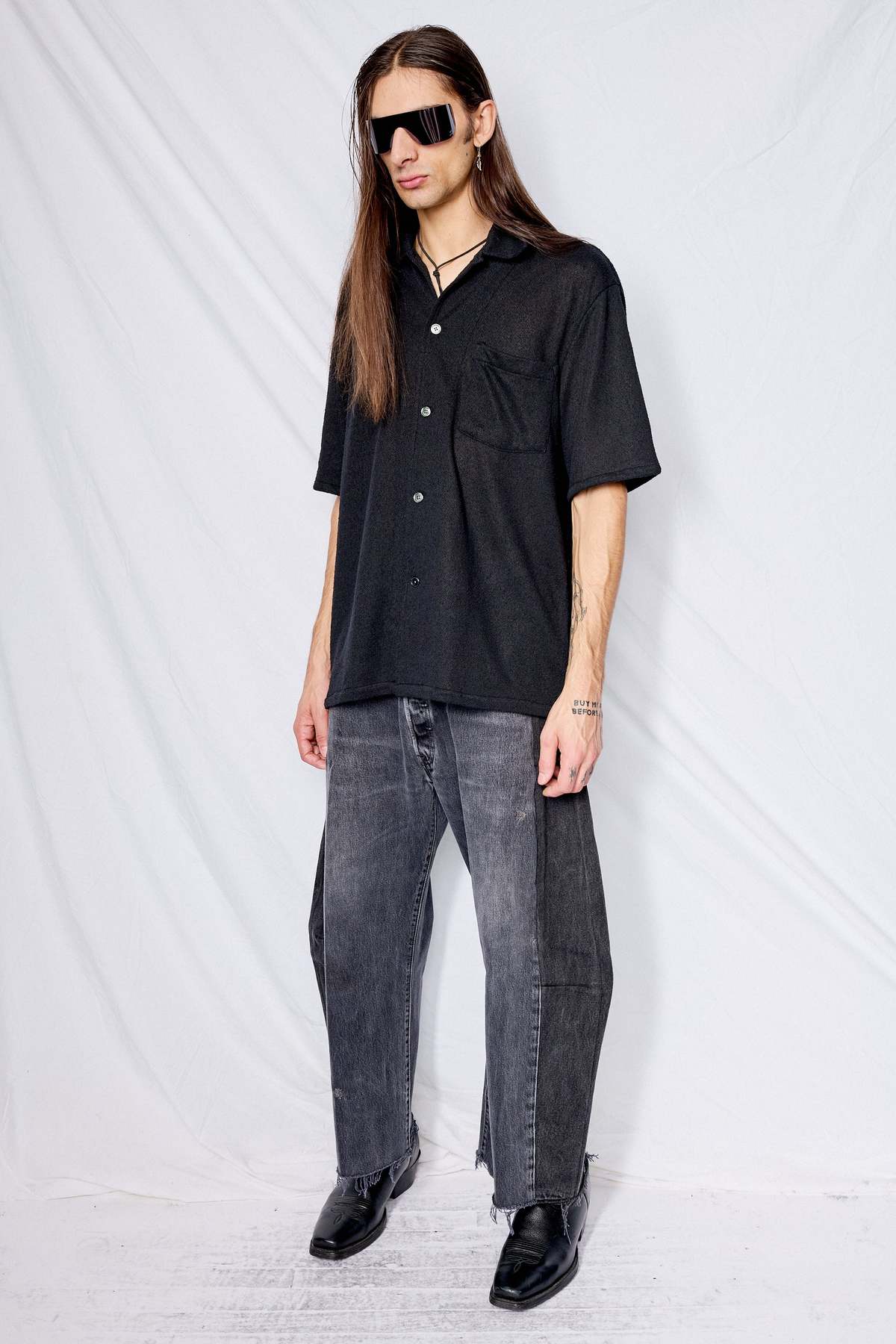 Our Legacy Black Boucle Box Shirt Shortsleeve - Black - Image 4 of 5