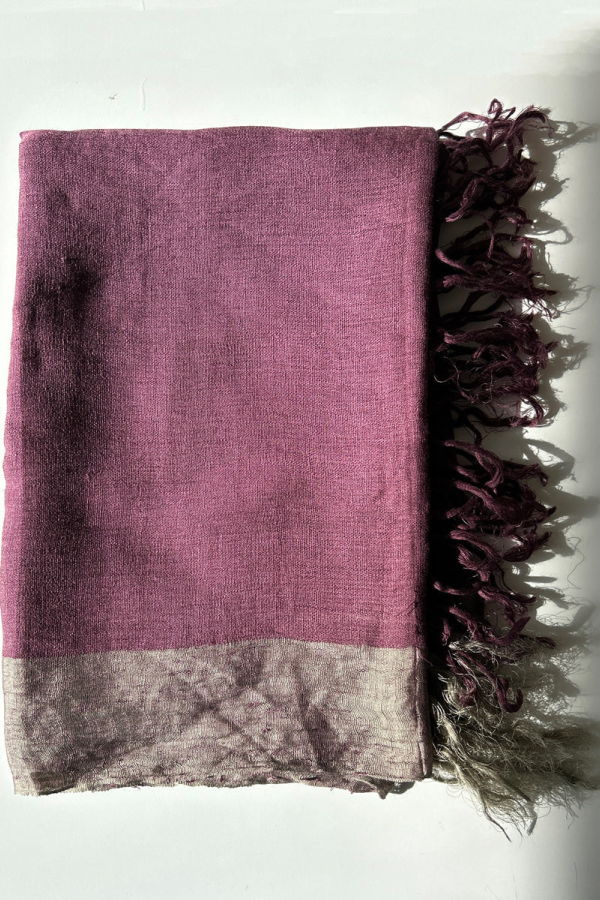 Two Aubergine Border Scarf
