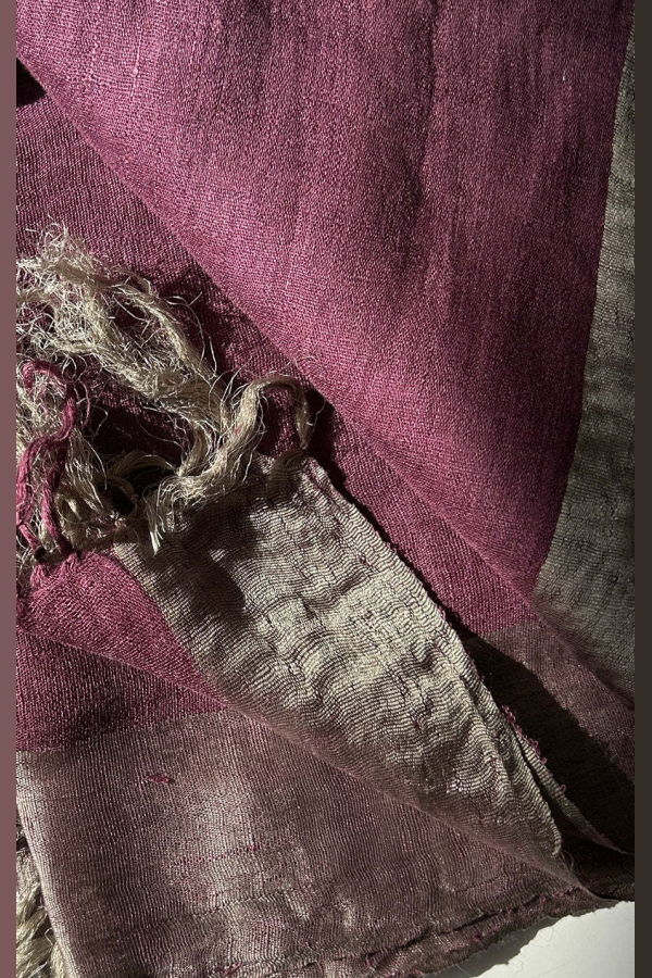 Two Aubergine Border Scarf