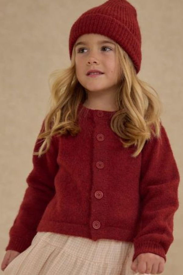KIDS Rylee + Cru LLC Fuzzy Cardigan - Ruby