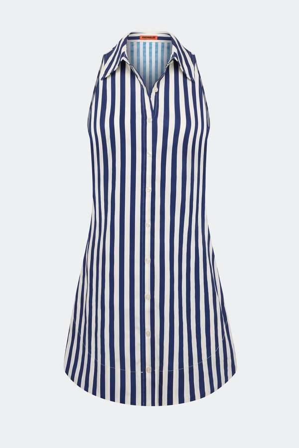 Simon Miller Loch Sleeveless Mini Dress - Navy/Cream