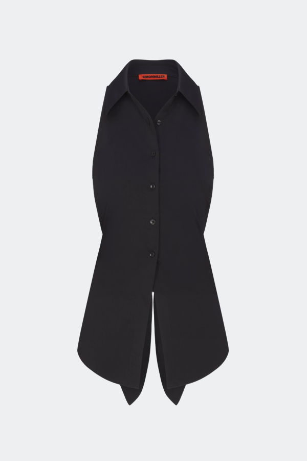 Simon Miller Loch Sleeveless Poplin Button Up - Black