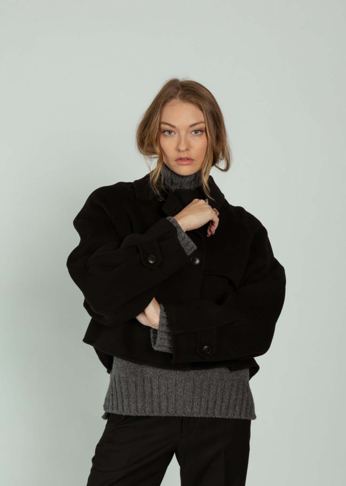 Closed Cropped Trench - Cosmic Black - Image 1 of 5