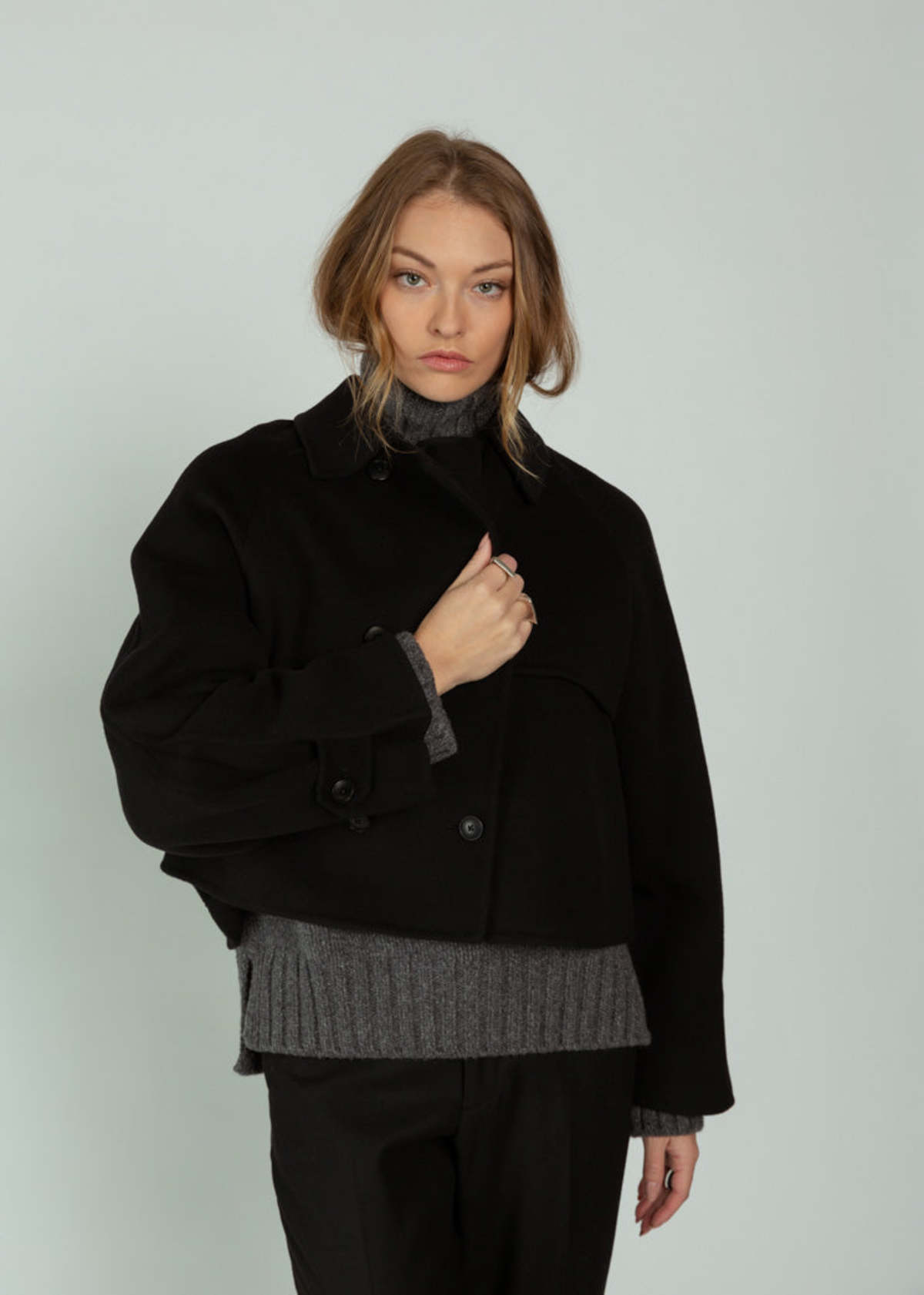 Closed Cropped Trench - Cosmic Black - Image 2 of 5