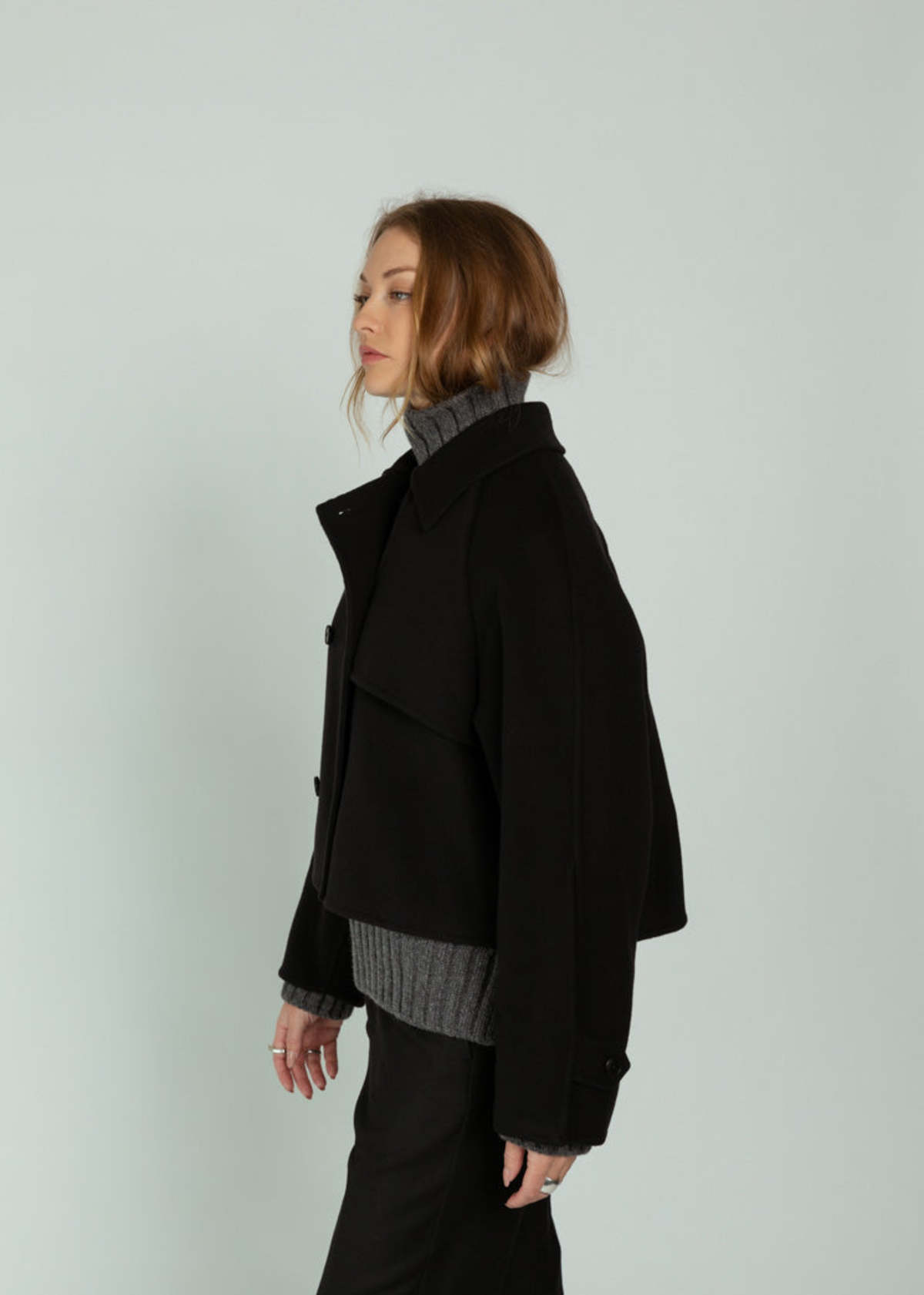 Closed Cropped Trench - Cosmic Black - Image 3 of 5