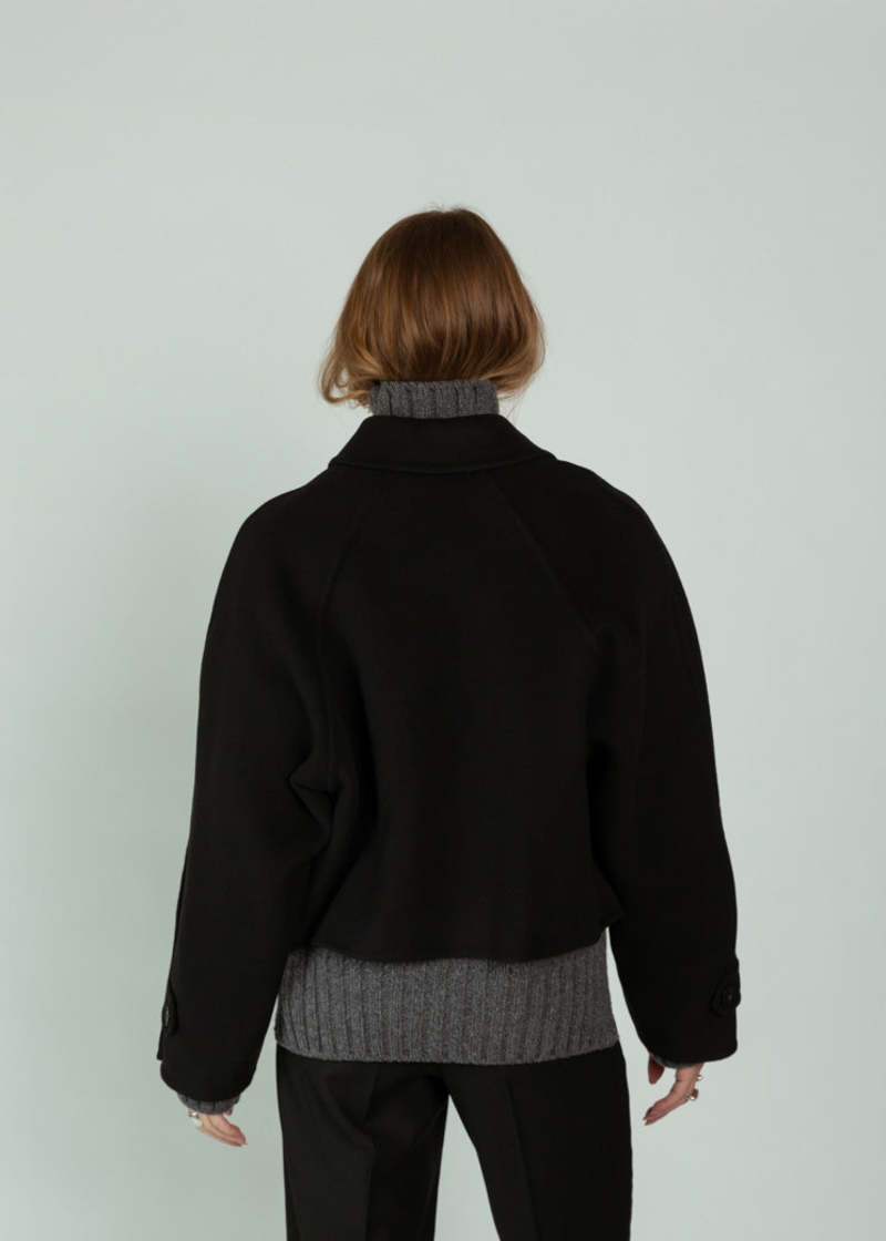 Closed Cropped Trench - Cosmic Black