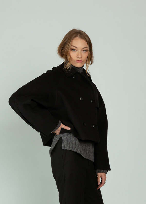 Closed Cropped Trench - Cosmic Black