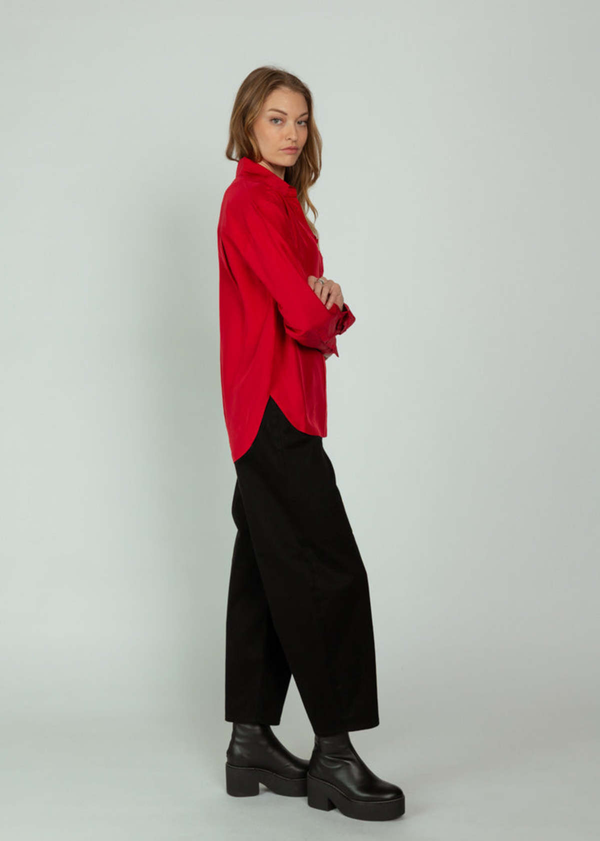 Closed Oversize Shirt - Rose Red - Image 2 of 5